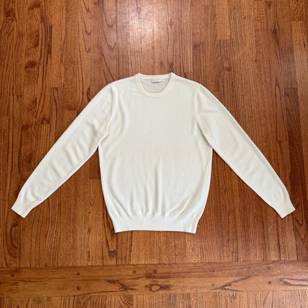 SuitSupply Off White Merino Crewneck Sweater size M
